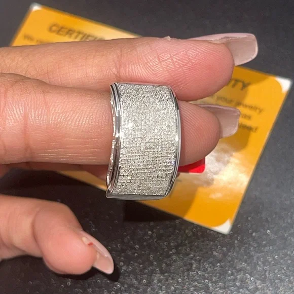 REAL diamond mens band, iced out ring for men, gift for him, Diamond mens ring - Picture 6 of 7